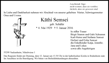 Traueranzeige von Käthi Semsei von  Allgemeine Zeitung Mainz