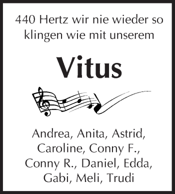 Traueranzeige von Vitus  von Trauerportal Rhein Main Presse
