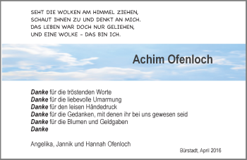 Traueranzeige von Achim Ofenloch von  Bürstädter Zeitung