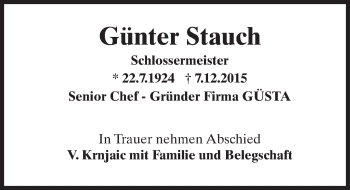 Traueranzeige von Günter Stauch von  Rheingau