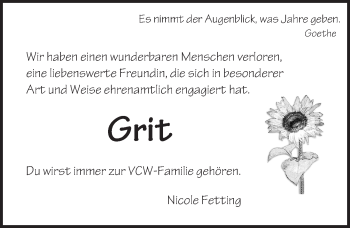 Traueranzeige von Grit  von  Wiesbaden komplett