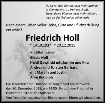 Traueranzeige von Friedrich Holl von  Wiesbaden komplett