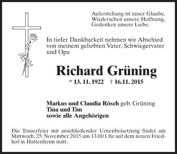 Traueranzeige von Richard Grüning von  Wiesbaden komplett