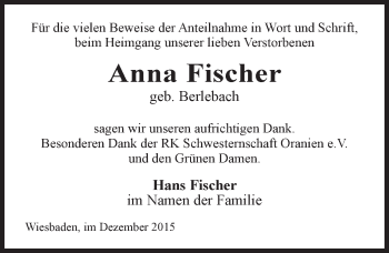 Traueranzeige von Anna Fischer von  Wiesbaden komplett