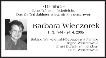 Traueranzeige von Barbara Wieczorek von  Wiesbaden komplett