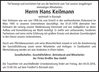 Traueranzeige von Hans Keilmann von trauer.echo-online.de