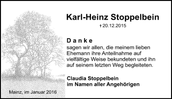 Traueranzeige von Karl-Heinz Stoppelbein von  Allgemeine Zeitung Mainz