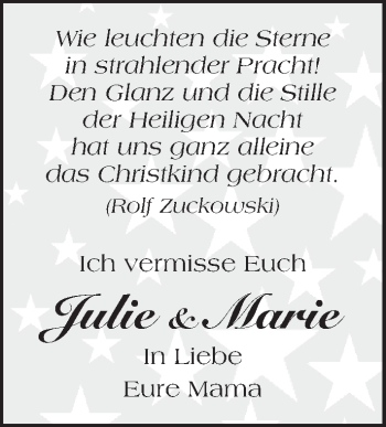 Traueranzeige von Julie, Marie  von  Allgemeine Zeitung Mainz