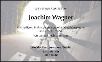 Traueranzeige von Joachim Wagner von Trauerportal Rhein Main Presse