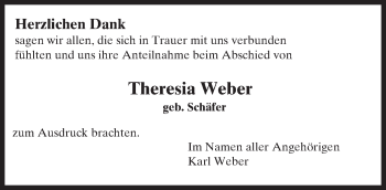 Traueranzeige von Theresia Weber von Trauerportal Echo Online
