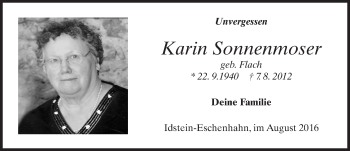 Traueranzeige von Karin Sonnenmoser von Trauerportal Rhein Main Presse
