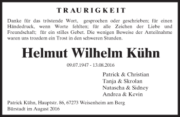 Traueranzeige von Helmut Wilhelm Kühn von Trauerportal Rhein Main Presse