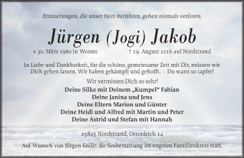 Traueranzeige von Jürgen Jakob von Trauerportal Rhein Main Presse