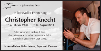 Traueranzeige von Christopher Knecht von  Kreisanzeiger