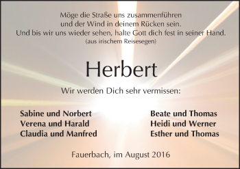 Traueranzeige von Herbert  von  Kreisanzeiger