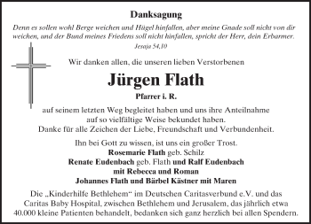 Traueranzeige von Jürgen Flath von Trauerportal Rhein Main Presse