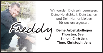 Traueranzeige von Freddy  von VRM Trauer