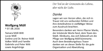 Traueranzeige von Wolfgang Möll von Trauerportal Echo Online