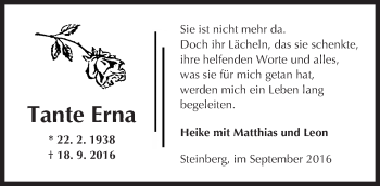 Traueranzeige von Erna Laubenheimer von  Kreisanzeiger
