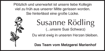 Traueranzeige von Susanne Rödling von Trauerportal Echo Online