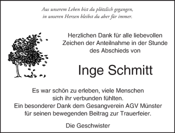 Traueranzeige von Inge Schmitt von Trauerportal Echo Online
