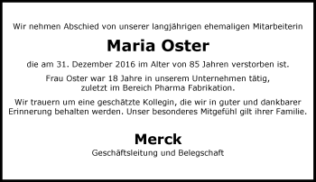 Traueranzeige von Maria Oster von Trauerportal Echo Online