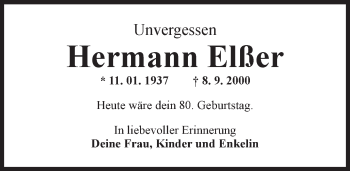 Traueranzeige von Hermann Elßer von Trauerportal Rhein Main Presse