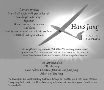 Traueranzeige von Hans Jung von Trauerportal Rhein Main Presse
