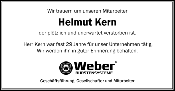Traueranzeige von Helmut Kern von  Camberger Anzeiger