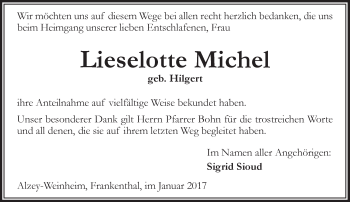 Traueranzeige von Lieselotte Michel von Trauerportal Rhein Main Presse