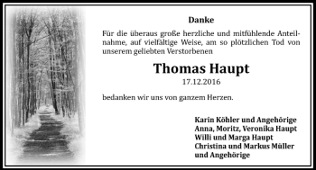 Traueranzeige von Thomas Haupt von  Gießener Anzeiger