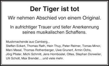 Traueranzeige von Tiger  von  Camberger Anzeiger
