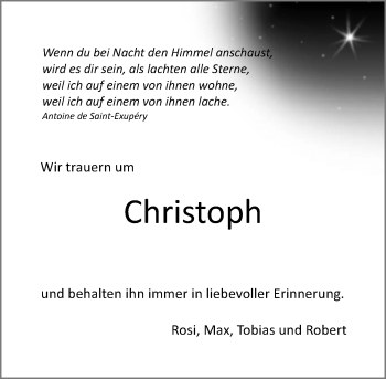 Traueranzeige von Christoph  von Trauerportal Rhein Main Presse