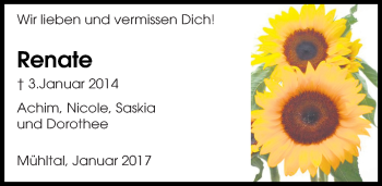 Traueranzeige von Renate Leißler von Trauerportal Echo Online