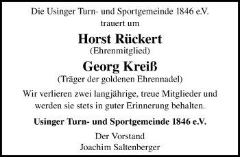 Traueranzeige von Horst und Georg  von  Usinger Anzeiger