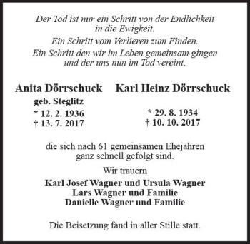 Traueranzeige von Anita und Karl Heinz Dörrschuck von Trauerportal Rhein Main Presse