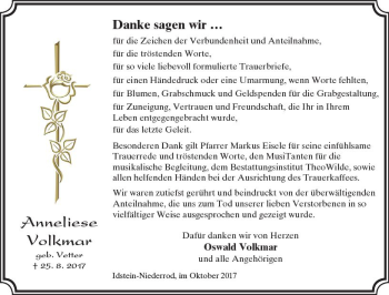 Traueranzeige von Anneliese Volkmar von Trauerportal Rhein Main Presse