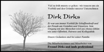 Traueranzeige von Dirk Dirks von  Usinger Anzeiger