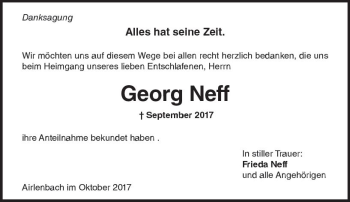 Traueranzeige von Georg Neff von Trauerportal Echo Online