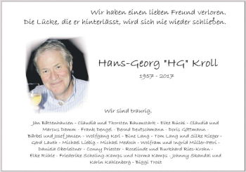 Traueranzeige von Hans-Georg Kroll von Trauerportal Rhein Main Presse