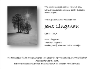 Traueranzeige von Jens Lingenau von  Kreisanzeiger