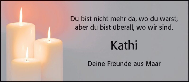  Traueranzeige für Kathleen Bohny vom 16.10.2017 aus  Lauterbacher Anzeiger