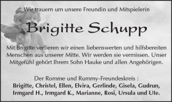 Traueranzeige von Brigitte Schupp von Trauerportal Echo Online