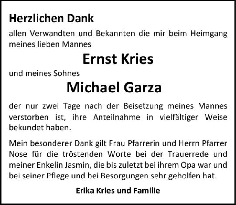  Traueranzeige für Ernst und Michael  vom 25.11.2017 aus Trauerportal Rhein Main Presse