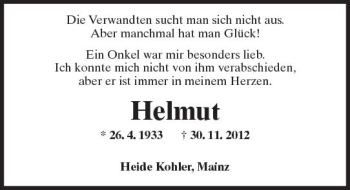 Traueranzeige von Helmut Sulzbach von Trauerportal Echo Online