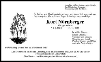 Traueranzeige von Kurt Nürnberger von  Gießener Anzeiger