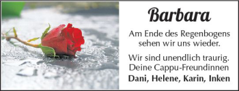 Traueranzeige von Barbara  von  Kreisanzeiger
