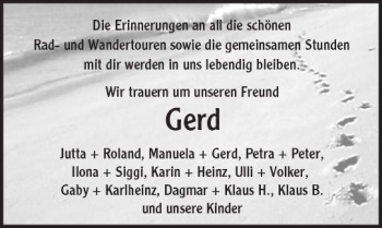 Traueranzeige von Gerd  von Trauerportal Echo Online