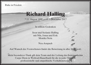 Traueranzeige von Richard Halling von  Usinger Anzeiger