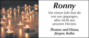Traueranzeige von Ronny  von  Kreisanzeiger